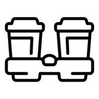 Enjoy a relaxing coffee break for two with reusable cups in a minimalist cafe vector