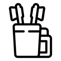 Stationery cup with pens and pencils icon vector