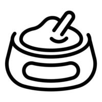 Black and white line art of a bowl with whipped cream, ideal for menu designs vector
