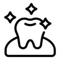 Black and white line art of a shiny tooth symbolizing dental hygiene vector