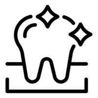 Black and white line art icon featuring a sparkling, clean tooth, symbolizing dental hygiene vector