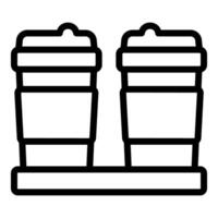 Double takeout coffee cups icon vector