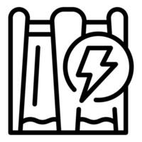 Simplified black and white icon of a hydroelectric dam with a lightning symbol vector