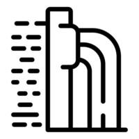 Black line icon depicting a modern skyscraper with measurement lines vector