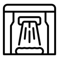 Black and white icon of a window with curtains vector