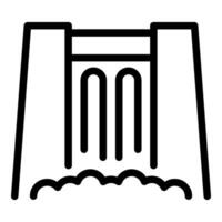 Simplified black icon of a hydroelectric dam with water flow, isolated on a white background vector