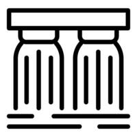 Black and white line icon depicting two greekstyle columns vector