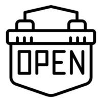 Black and white icon of an open sign for business and commercial use vector