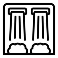 Black line icon of cartoonstyle ancient greek pillars with shrubbery vector