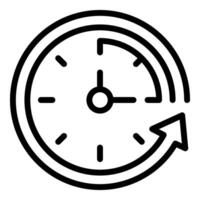 Line art icon of clock with arrow vector