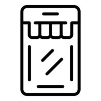 sencillo resumido icono representando un móvil teléfono con un compras elemento, adecuado para aplicaciones y sitios web vector