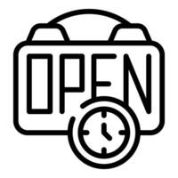 Open sign icon with clock illustration vector