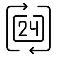 Black and white 24hour service symbol with circular arrows vector