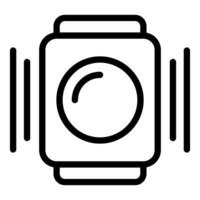 Black and white line icon of a camera lens, ideal for web and technology themes vector