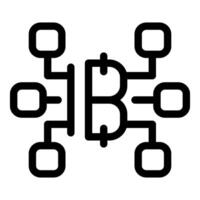 Black and white graphic of the bitcoin cryptocurrency network icon vector