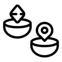 Diwali diya and location marker icon set vector