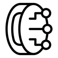 Black and white icon depicting a digital technology theme with circuitlike elements vector