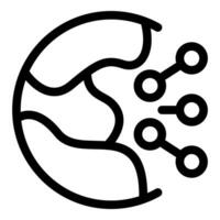 Black and white illustration of a brain with digital circuits vector