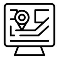 Digital map icon on desktop computer screen vector