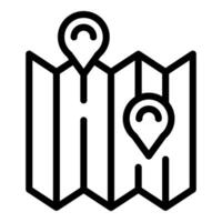 Folded map icon with location pins vector