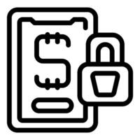 Outline icon representing secure mobile payment with a padlock vector