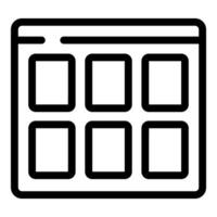 Black outline of a web browser window vector