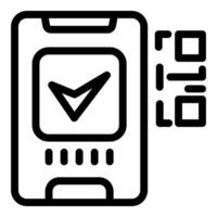 Black and white line art of a smartphone with a checklist on the screen vector