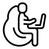 Pictogram of a person working on a laptop vector