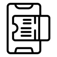 Black and white outline of mobile phone with notes vector