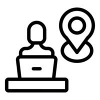 Remote worker with location pin icon vector