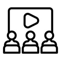 Stylized icon representing a conference with three participants vector
