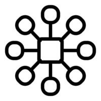 Black and white illustration of a simple, symmetric network or connectivity icon vector