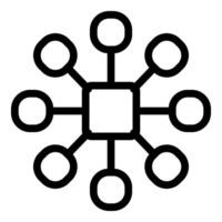 Black and white illustration of a simple, symmetric network or connectivity icon vector