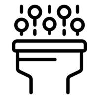 Black and white icon depicting a circuit board with connections points, symbolizing technology vector