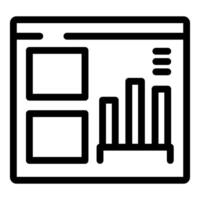 Black and white icon representing website analytics with graph and layout elements vector