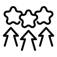 Three arrows pointing to star shapes vector