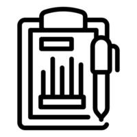 Clipboard with graph icon and pen outline vector