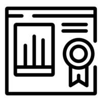 Certificate of achievement icon with bar graph vector