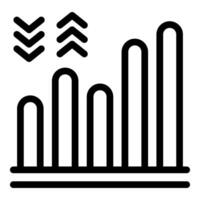 Simple black and white icon representing a bar graph with increasing values vector