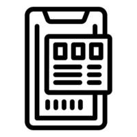 Outline icon of clipboard with graphs vector