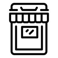 Simplistic black line art of a grocery store icon suitable for various designs vector