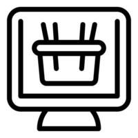 Online shopping icon with shopping basket vector