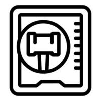 Black line art of an electrical outlet icon on a white background suitable for various designs vector