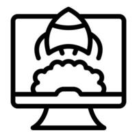 Launch icon concept on computer display vector
