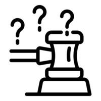 Hand judge gavel with question marks concept illustration vector