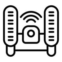 Black and white icon of a modern wireless router with signal waves vector