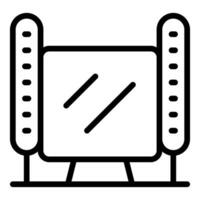 Black and white line art icon of a drawing board with side rulers vector