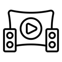 Home theater icon with speakers and play button vector