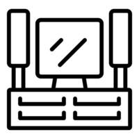 Modern minimalist desk workspace icon vector