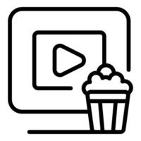 Online movie streaming icon with popcorn vector